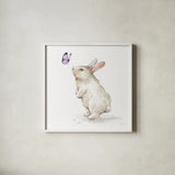 Blooming Bunnies IV by Katrina Pete. Shown in a crisp white glass frame for a clean and minimalist style. Available as an archival giclee rolled canvas, fine art paper, or poster print. SKU 83660a.