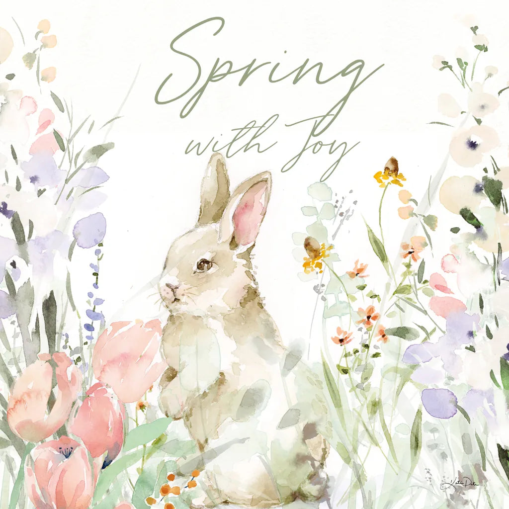 Blooming Bunnies IV by Katrina Pete. SKU 84608a. Archival Giclee Fine art print for wall decor.