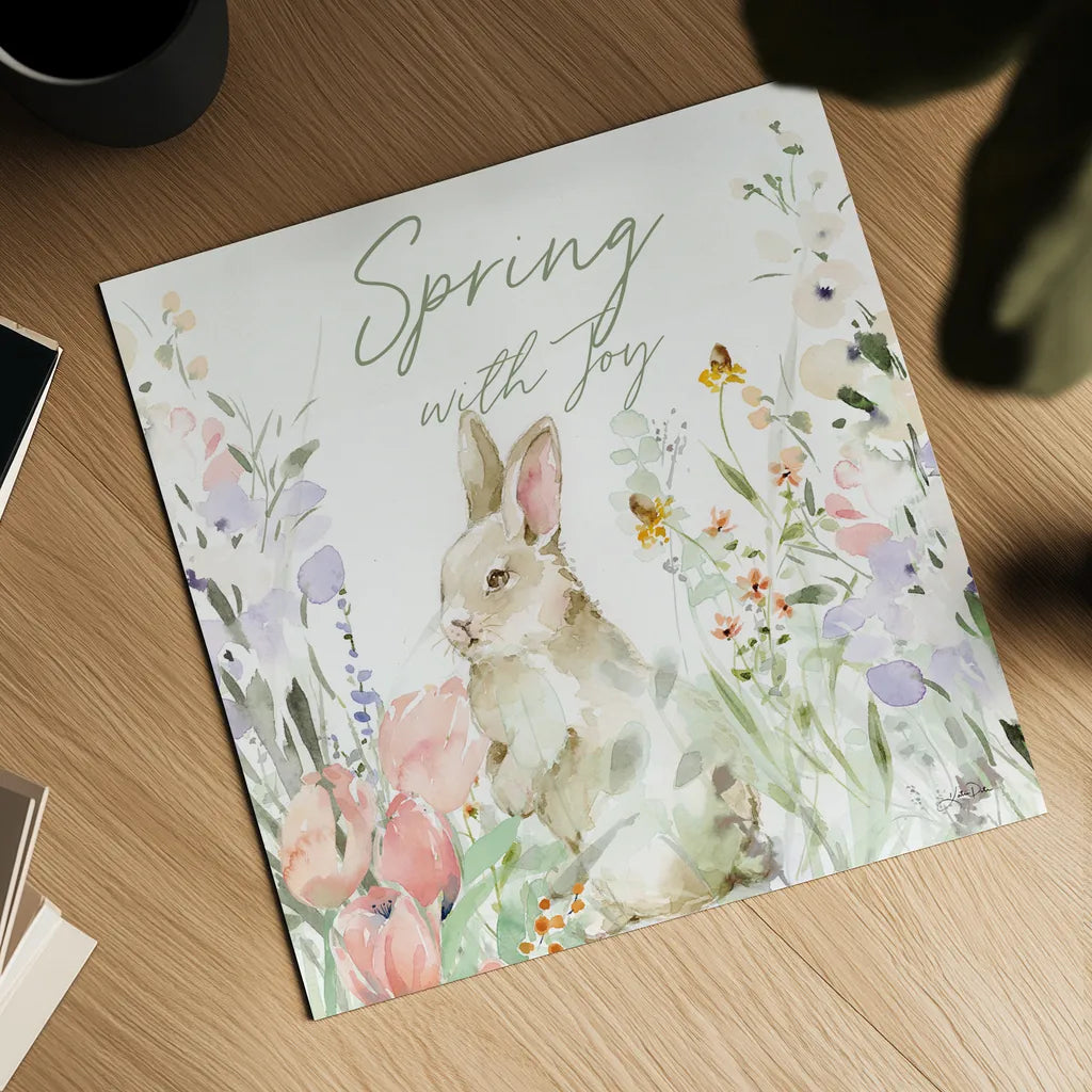 Blooming Bunnies IV by Katrina Pete. Shown as a detailed flat fine art print, highlighting archival giclee quality. Available as an archival giclee rolled canvas, fine art paper, or poster print. SKU 84608a.