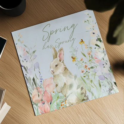Blooming Bunnies IV Spring by Katrina Pete. Shown as a detailed flat fine art print, highlighting archival giclee quality. Available as an archival giclee rolled canvas, fine art paper, or poster print. SKU 89678a.
