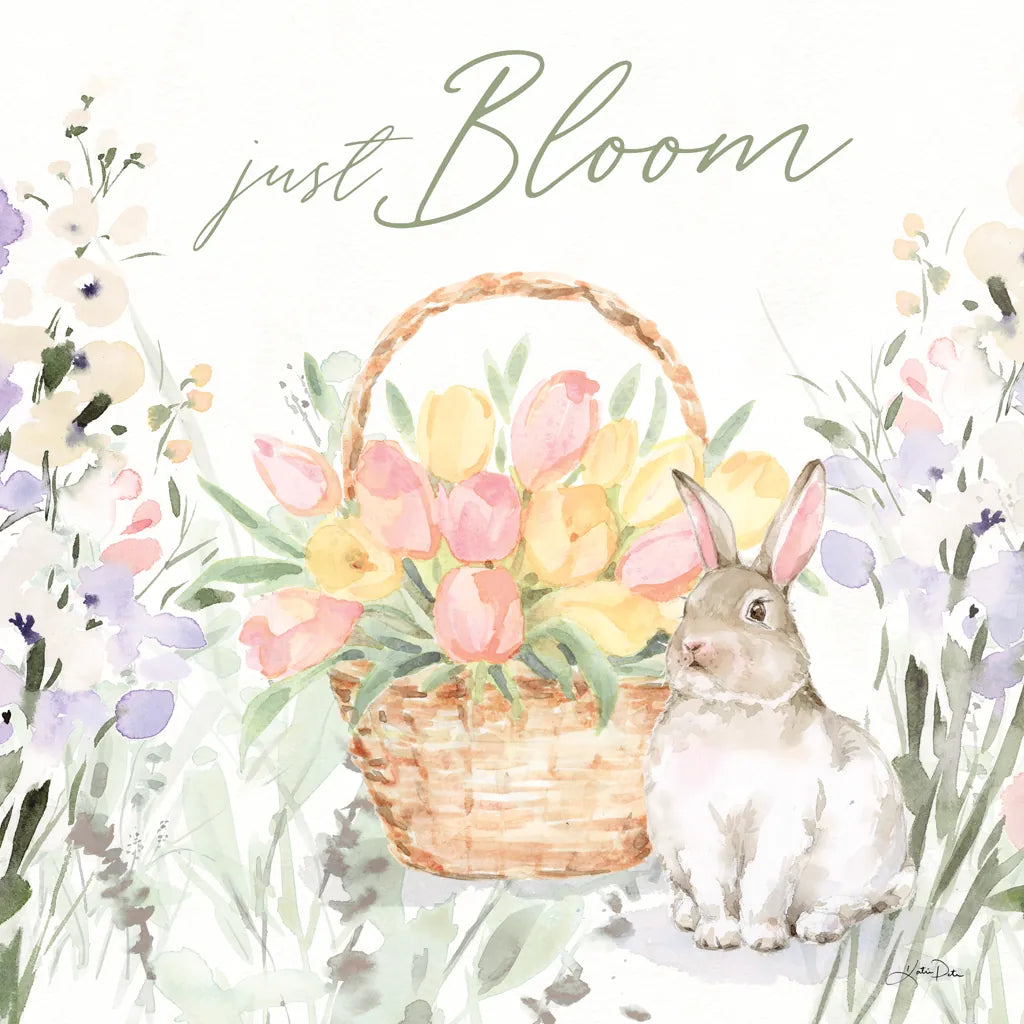 Blooming Bunnies V by Katrina Pete. SKU 96174a. Archival Giclee Fine art print for wall decor.