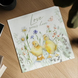 Blooming Bunnies VI by Katrina Pete. Shown as a detailed flat fine art print, highlighting archival giclee quality. Available as an archival giclee rolled canvas, fine art paper, or poster print. SKU 96175a.