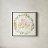 Blooming Bunnies VII by Katrina Pete. Shown in a sleek black glass frame for a contemporary gallery look. Available as an archival giclee rolled canvas, fine art paper, or poster print. SKU 96176a.