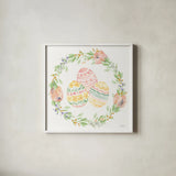 Blooming Bunnies VII by Katrina Pete. Shown in a crisp white glass frame for a clean and minimalist style. Available as an archival giclee rolled canvas, fine art paper, or poster print. SKU 96176a.