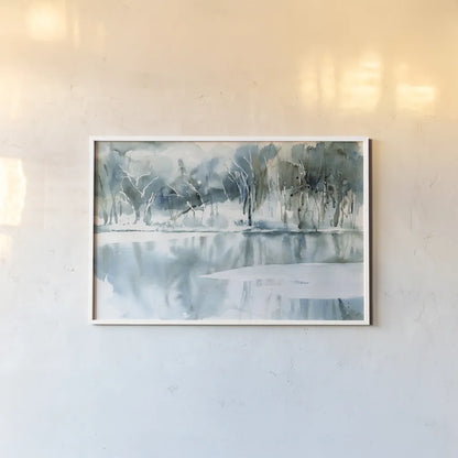 Blue Reflections by Katrina Pete. shown as a paper print in a white frame. Available as a archival giclee rolled canvas, fine art paper, or poster print. SKU 67439i.