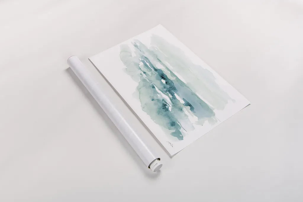 Breezy Blues II by Katrina Pete. shown as a rolled paper print. Available as archival giclee rolled canvas, fine art paper, or poster print. SKU 75894i.