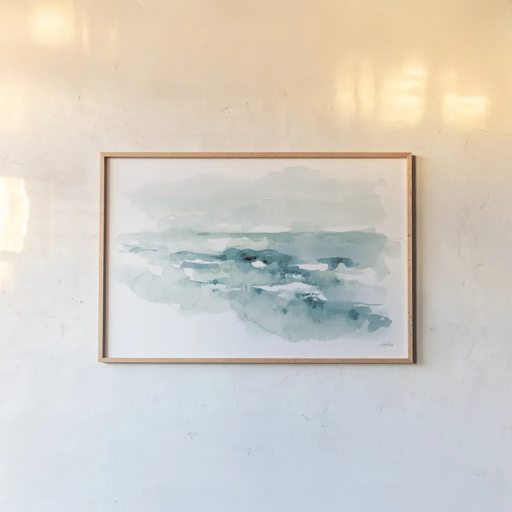 Breezy Blues II by Katrina Pete. shown as a paper print in a natural frame. Available as a archival giclee rolled canvas, fine art paper, or poster print. SKU 75894i.