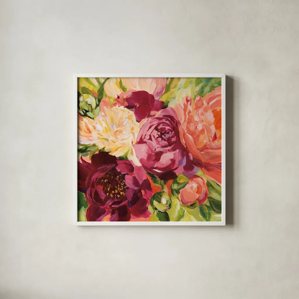 Buckeye Belle by Katrina Pete. Shown in a crisp white glass frame for a clean and minimalist style. Available as an archival giclee rolled canvas, fine art paper, or poster print. SKU 90791a.