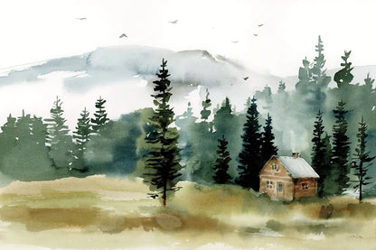 Cabin in the Woods by Katrina Pete. SKU 83015i. Archival Giclee Fine art print for wall decor.