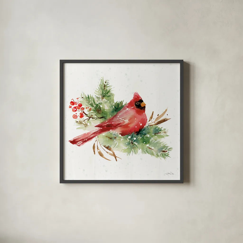 Celebrate the Season I by Katrina Pete. Shown in a sleek black glass frame for a contemporary gallery look. Available as an archival giclee rolled canvas, fine art paper, or poster print. SKU 82241a.