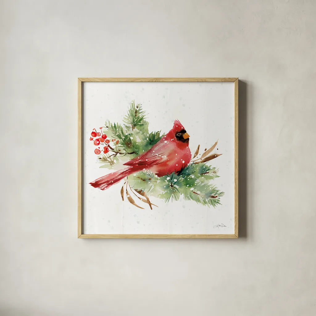 Celebrate the Season I by Katrina Pete. Shown in a natural wood glass frame for a timeless modern aesthetic. Available as an archival giclee rolled canvas, fine art paper, or poster print. SKU 82241a.