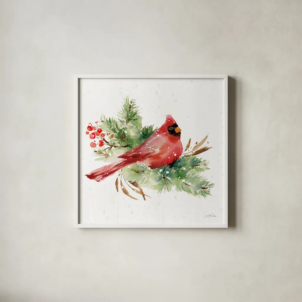 Celebrate the Season I by Katrina Pete. Shown in a crisp white glass frame for a clean and minimalist style. Available as an archival giclee rolled canvas, fine art paper, or poster print. SKU 82241a.