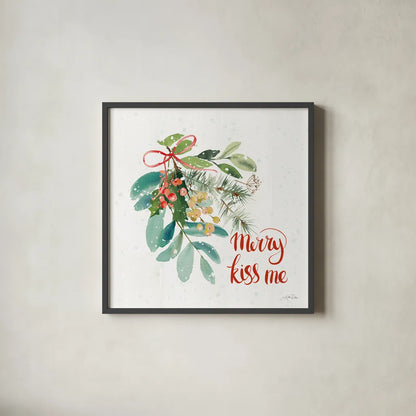 Celebrate the Season III by Katrina Pete. Shown in a sleek black glass frame for a contemporary gallery look. Available as an archival giclee rolled canvas, fine art paper, or poster print. SKU 82243a.