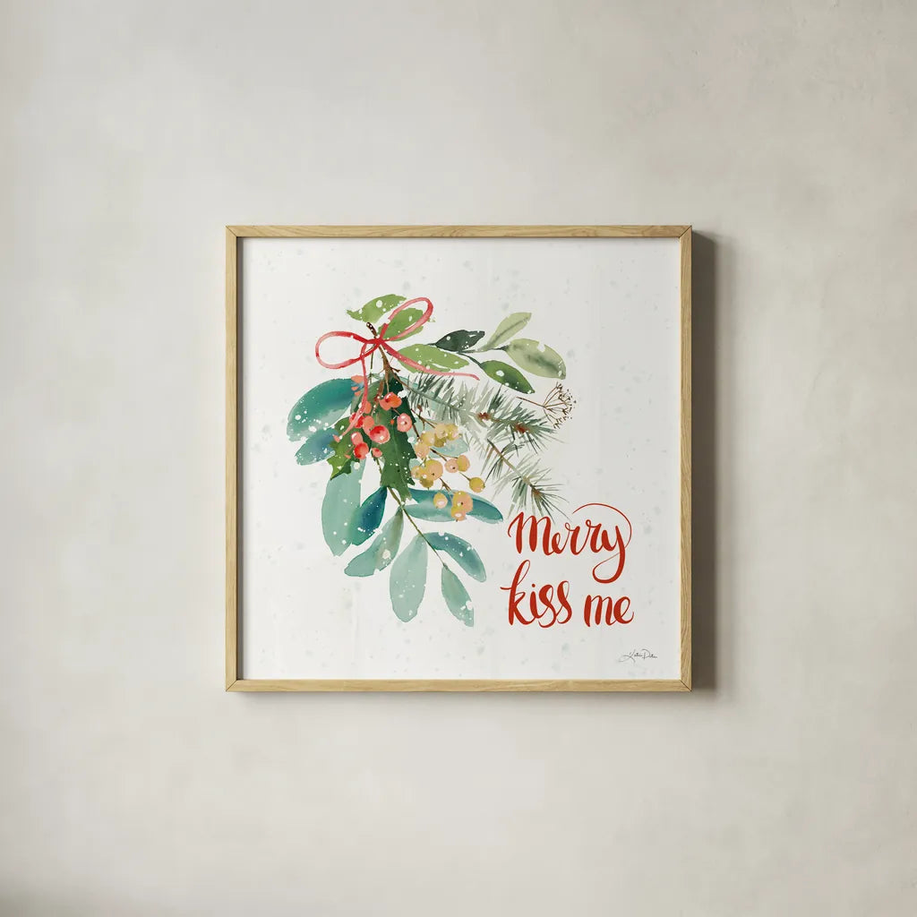 Celebrate the Season III by Katrina Pete. Shown in a natural wood glass frame for a timeless modern aesthetic. Available as an archival giclee rolled canvas, fine art paper, or poster print. SKU 82243a.