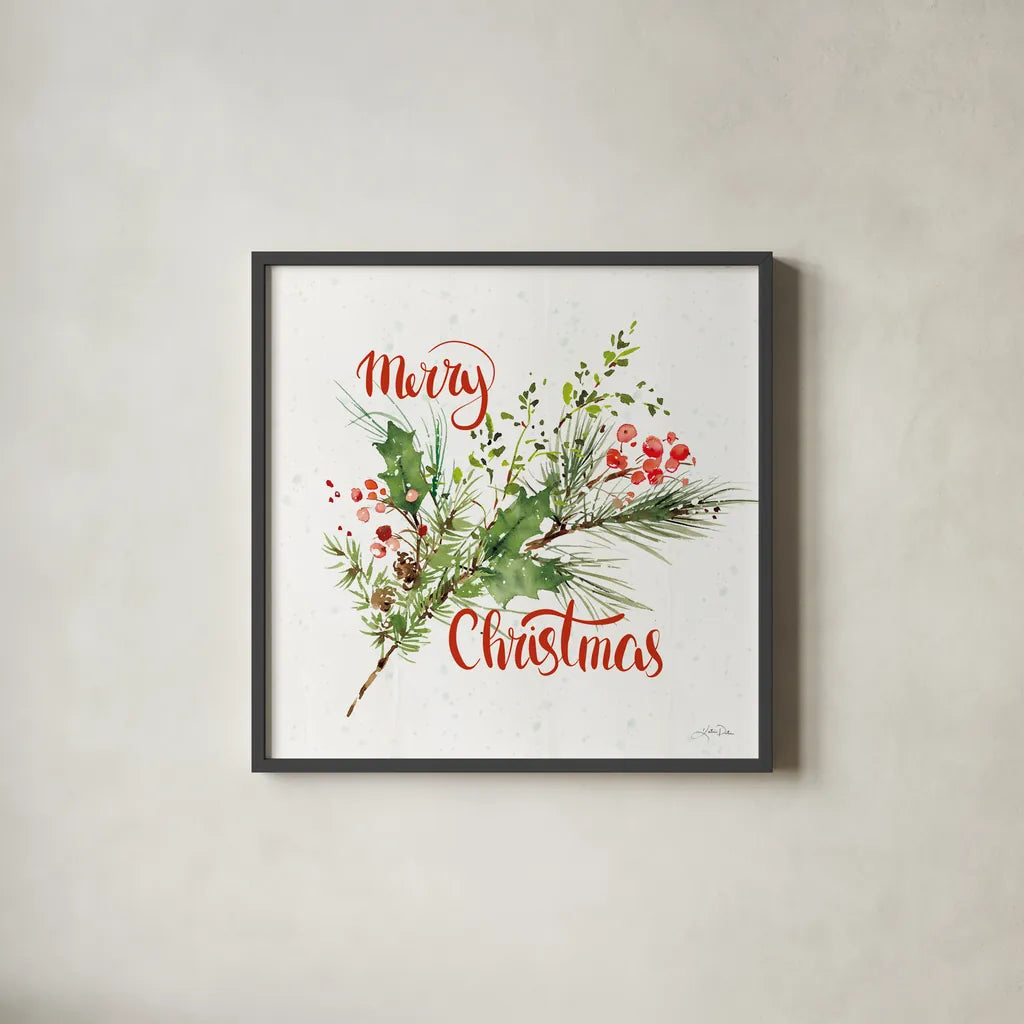 Celebrate the Season IV by Katrina Pete. Shown in a sleek black glass frame for a contemporary gallery look. Available as an archival giclee rolled canvas, fine art paper, or poster print. SKU 82244a.