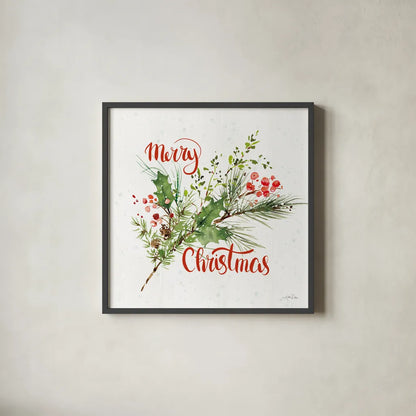Celebrate the Season IV by Katrina Pete. Shown in a sleek black glass frame for a contemporary gallery look. Available as an archival giclee rolled canvas, fine art paper, or poster print. SKU 82244a.