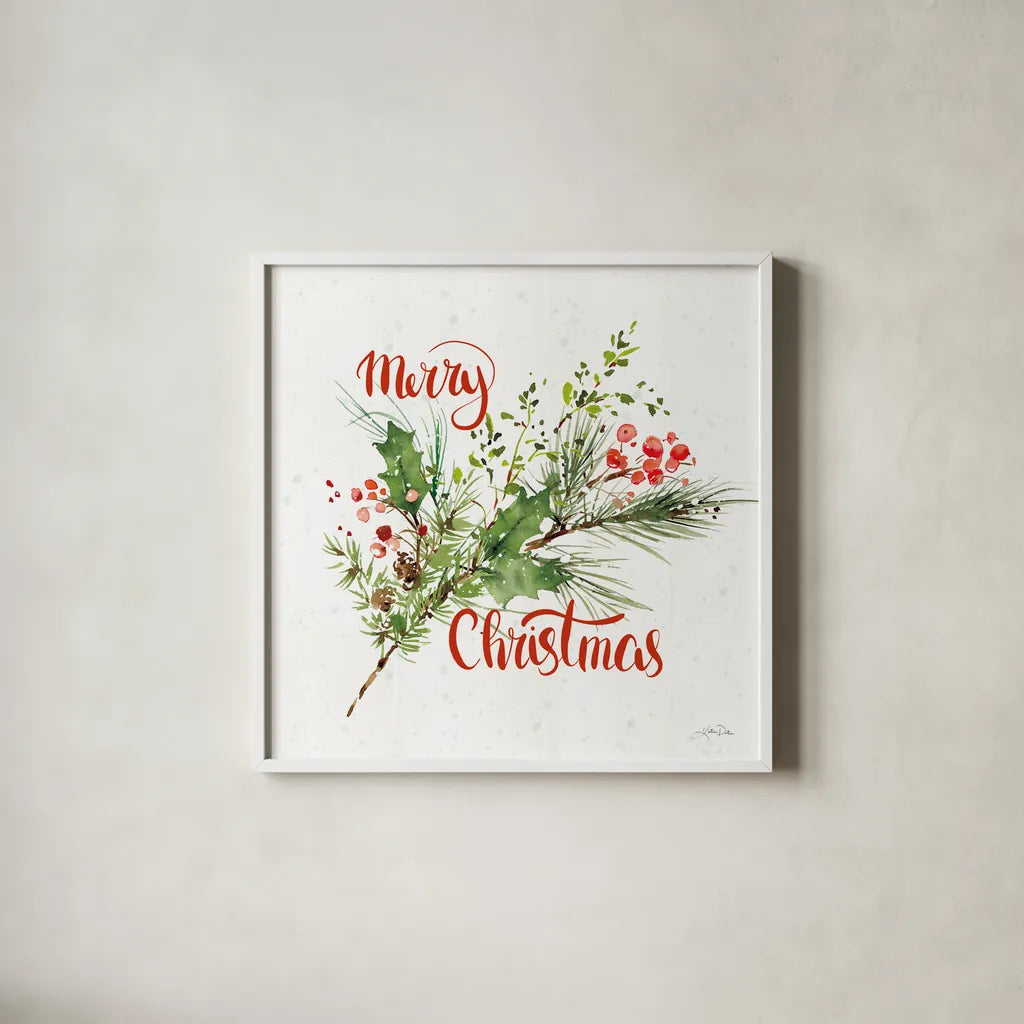 Celebrate the Season IV by Katrina Pete. Shown in a crisp white glass frame for a clean and minimalist style. Available as an archival giclee rolled canvas, fine art paper, or poster print. SKU 82244a.