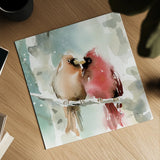 Christmas Cardinals Crop by Katrina Pete. Shown as a detailed flat fine art print, highlighting archival giclee quality. Available as an archival giclee rolled canvas, fine art paper, or poster print. SKU 67437a.