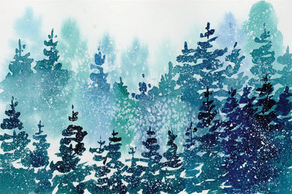 Christmas Forest by Katrina Pete. SKU 89057i. Archival Giclee Fine art print for wall decor.