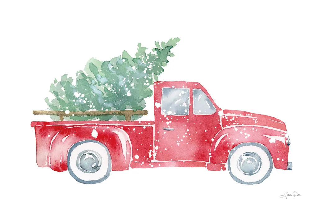 Christmas Truck by Katrina Pete. SKU 67457i. Archival Giclee Fine art print for wall decor.