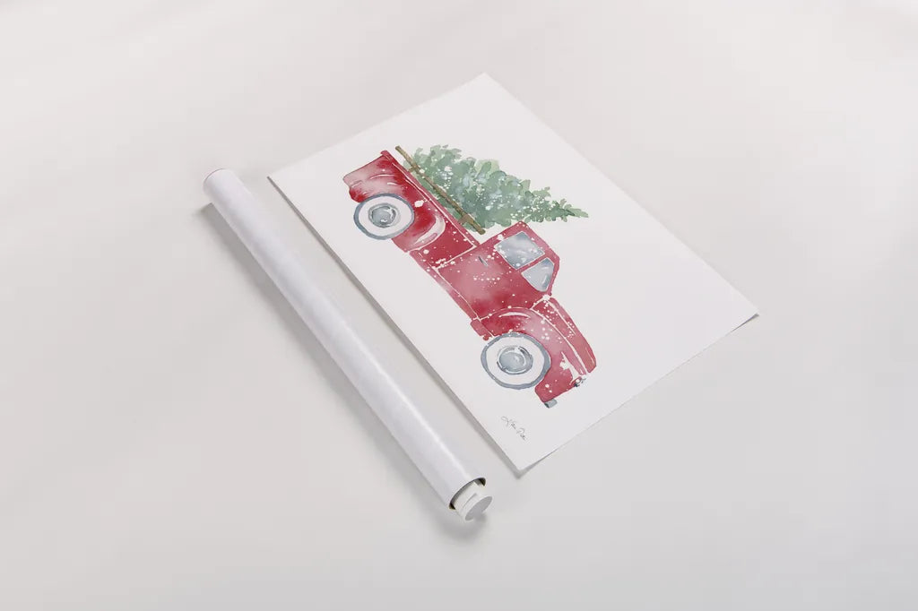 Christmas Truck by Katrina Pete. shown as a rolled paper print. Available as archival giclee rolled canvas, fine art paper, or poster print. SKU 67457i.