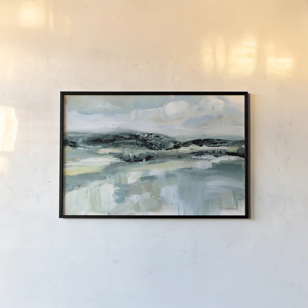 Clouds at Hilltop by Katrina Pete. shown as a paper print in a black flame. Available as a archival giclee rolled canvas, fine art paper, or poster print. SKU 73249i.