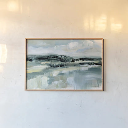 Clouds at Hilltop by Katrina Pete. shown as a paper print in a natural frame. Available as a archival giclee rolled canvas, fine art paper, or poster print. SKU 73249i.