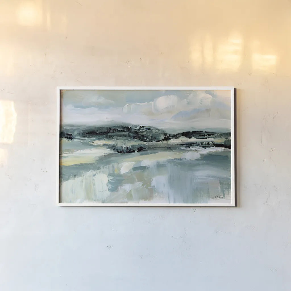 Clouds at Hilltop by Katrina Pete. shown as a paper print in a white frame. Available as a archival giclee rolled canvas, fine art paper, or poster print. SKU 73249i.