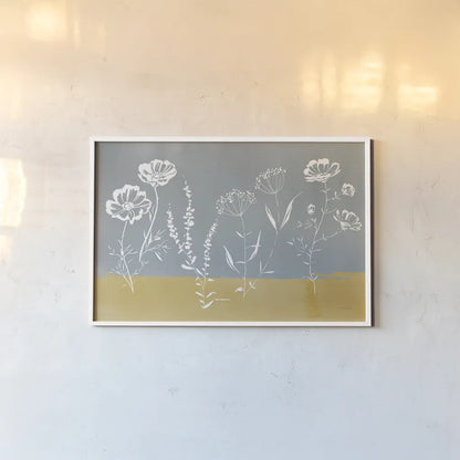 Cottage Wildflowers V by Katrina Pete. shown as a paper print in a white frame. Available as a archival giclee rolled canvas, fine art paper, or poster print. SKU 86036i.