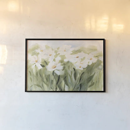 Daisy Meadow by Katrina Pete. shown as a paper print in a black flame. Available as a archival giclee rolled canvas, fine art paper, or poster print. SKU 87266i.