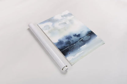 Deep Blue Lake by Katrina Pete. shown as a rolled paper print. Available as archival giclee rolled canvas, fine art paper, or poster print. SKU 65950h.