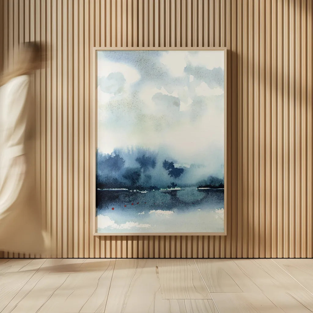 Deep Blue Lake by Katrina Pete. shown as over sized large wall art. Available as an archival giclee rolled canvas, fine art paper, or poster print. SKU 65950h.