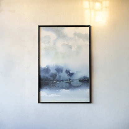 Deep Blue Lake by Katrina Pete. shown as a paper print in a black flame. Available as a archival giclee rolled canvas, fine art paper, or poster print. SKU 65950h.