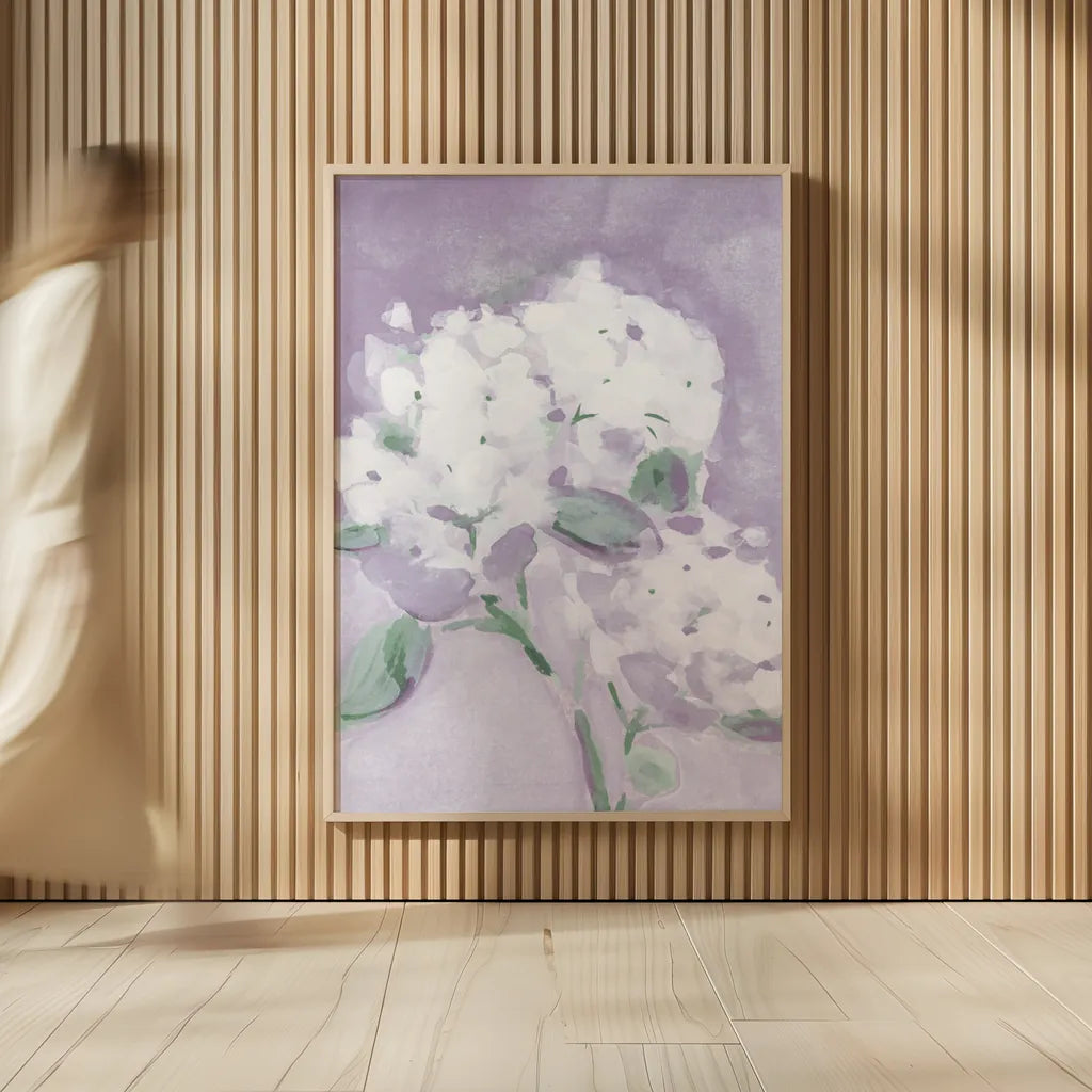 Elegant Hydrangea Purple by Katrina Pete. shown as over sized large wall art. Available as an archival giclee rolled canvas, fine art paper, or poster print. SKU 88270h.