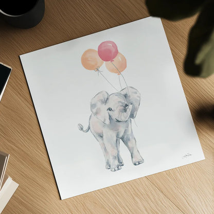 Elephant Celebration by Katrina Pete. Shown as a detailed flat fine art print, highlighting archival giclee quality. Available as an archival giclee rolled canvas, fine art paper, or poster print. SKU 77833a.