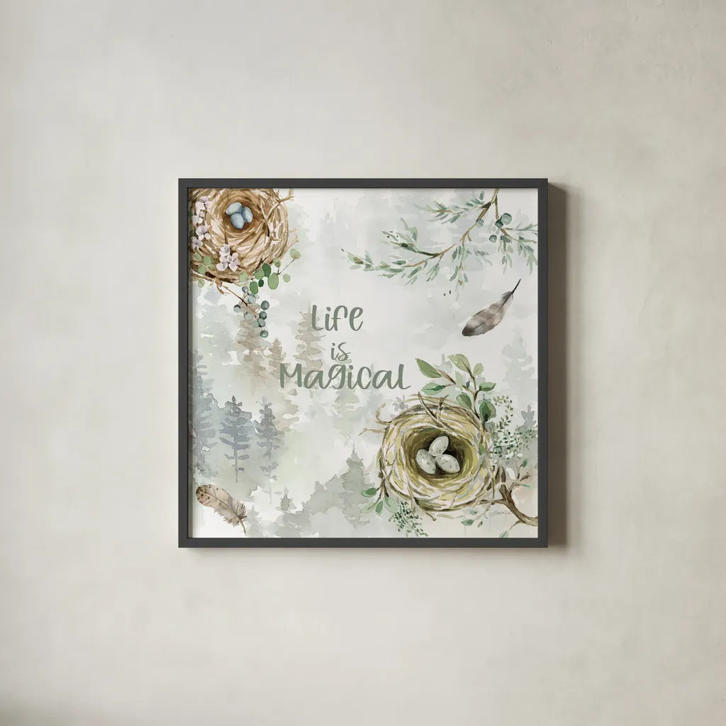 Ethereal Forest III by Katrina Pete. Shown in a sleek black glass frame for a contemporary gallery look. Available as an archival giclee rolled canvas, fine art paper, or poster print. SKU 86893a.