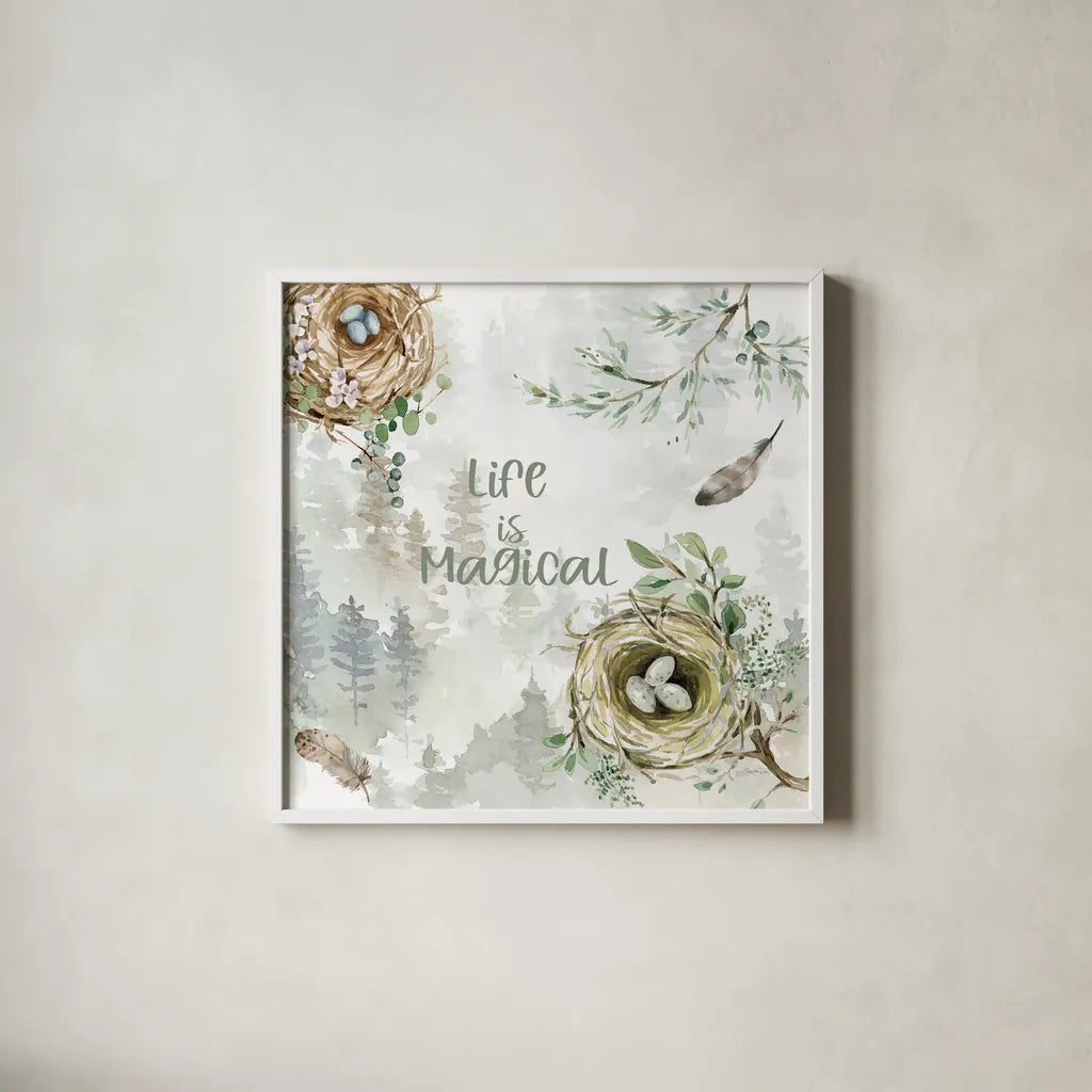 Ethereal Forest III by Katrina Pete. Shown in a crisp white glass frame for a clean and minimalist style. Available as an archival giclee rolled canvas, fine art paper, or poster print. SKU 86893a.