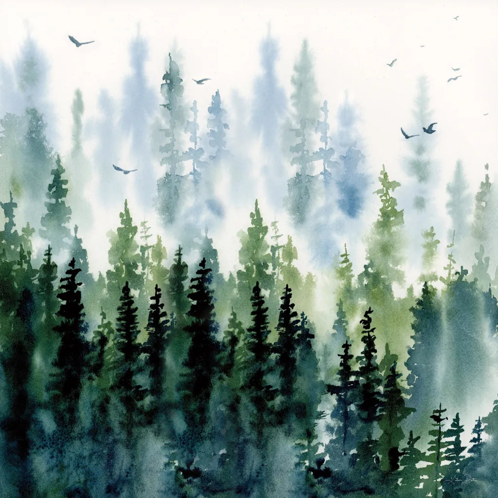 Evening Treeline Sq by Katrina Pete. SKU 69233a. Archival Giclee Fine art print for wall decor.