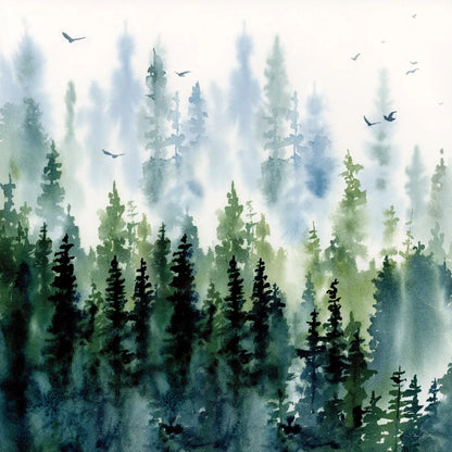 Evening Treeline Sq by Katrina Pete. SKU 69233a. Archival Giclee Fine art print for wall decor.