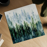 Evening Treeline Sq by Katrina Pete. Shown as a detailed flat fine art print, highlighting archival giclee quality. Available as an archival giclee rolled canvas, fine art paper, or poster print. SKU 69233a.