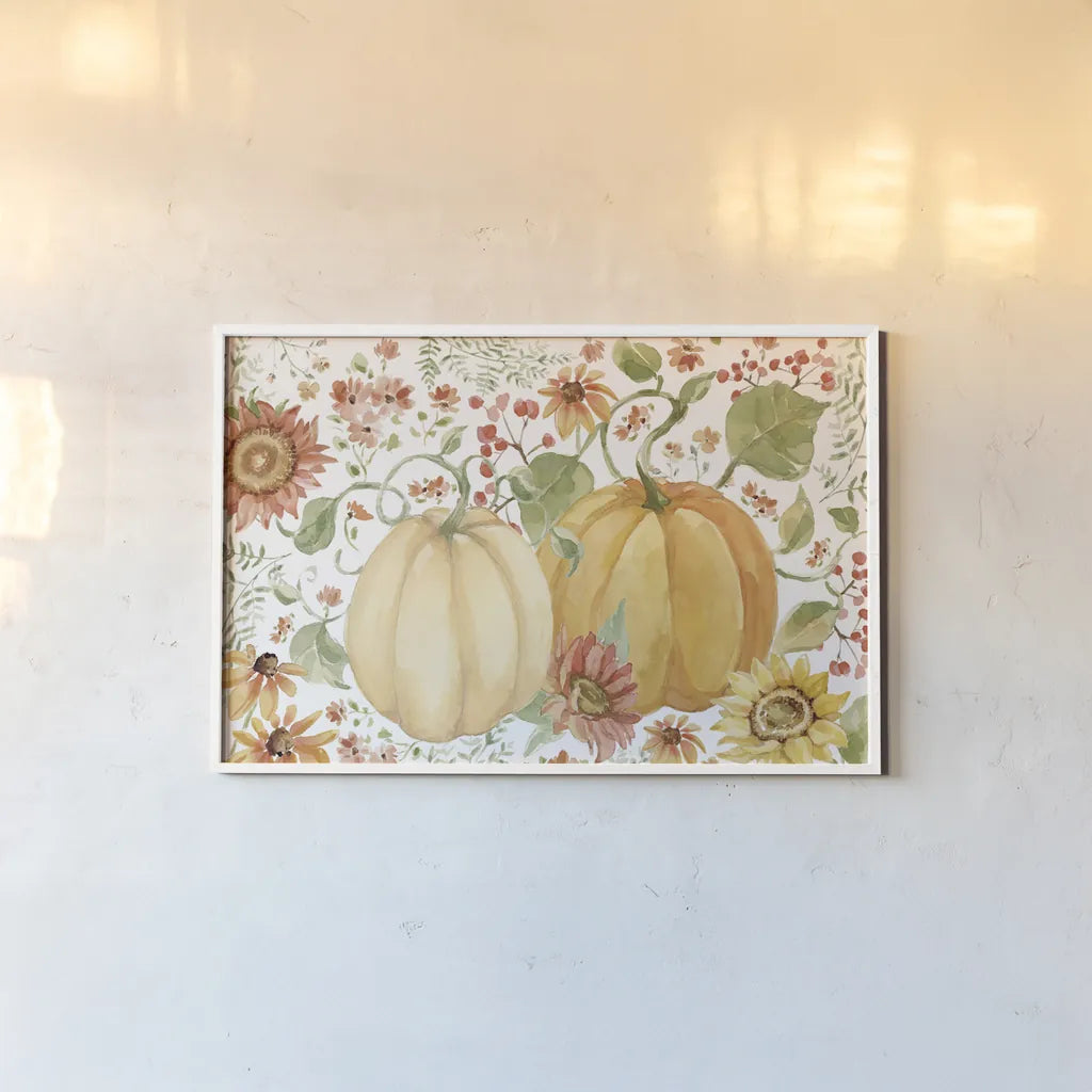 Fall Cottage Garden IV by Katrina Pete. shown as a paper print in a white frame. Available as a archival giclee rolled canvas, fine art paper, or poster print. SKU 100352i.