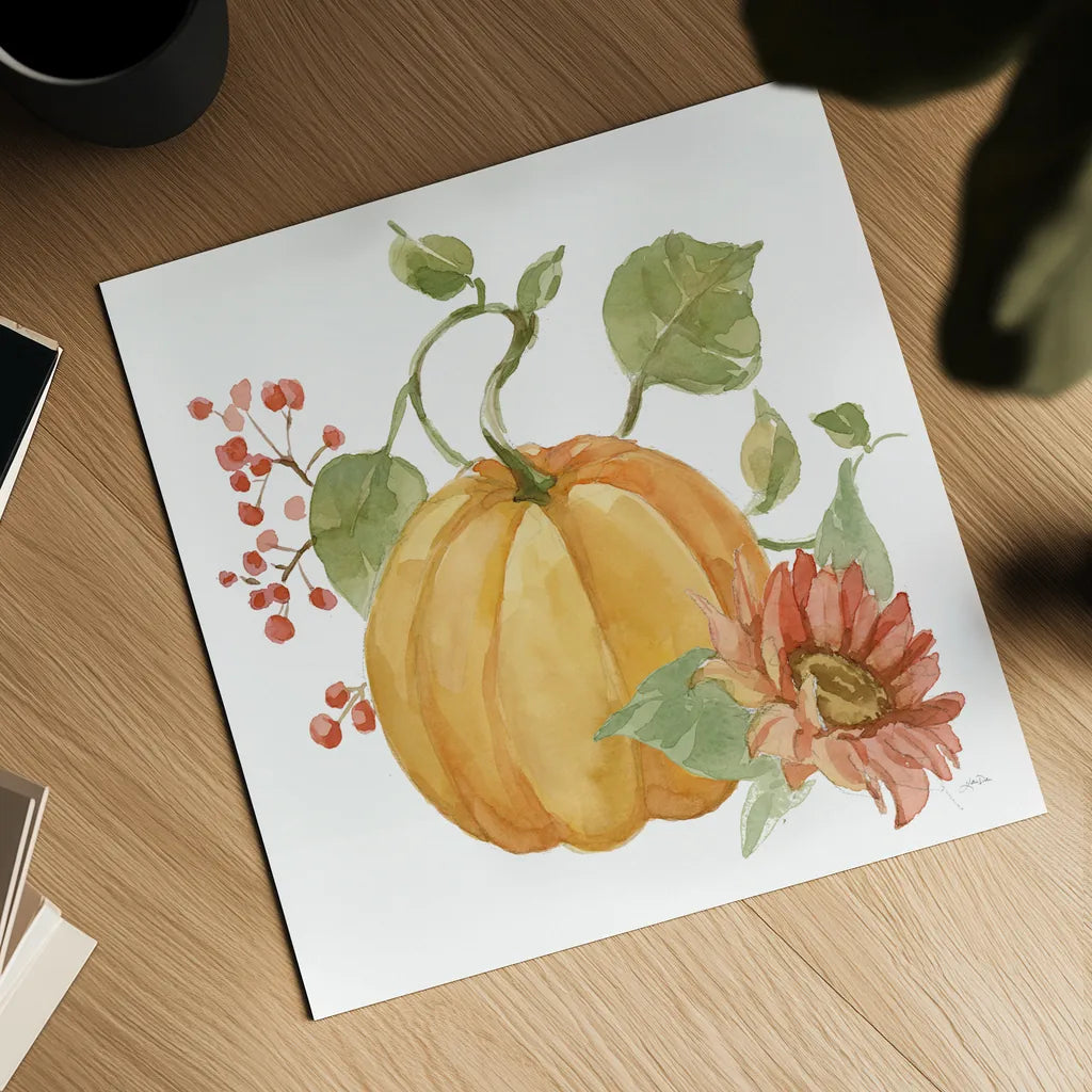 Fall Cottage Garden V by Katrina Pete. Shown as a detailed flat fine art print, highlighting archival giclee quality. Available as an archival giclee rolled canvas, fine art paper, or poster print. SKU 100353a.