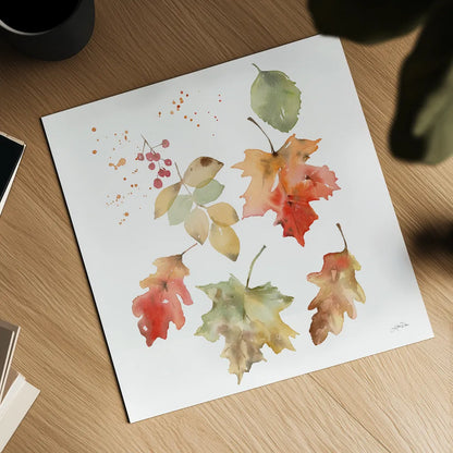 Falling Leaves II by Katrina Pete. Shown as a detailed flat fine art print, highlighting archival giclee quality. Available as an archival giclee rolled canvas, fine art paper, or poster print. SKU 68409a.