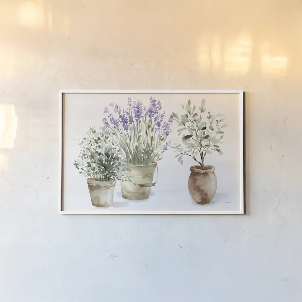 Farmhouse Still Life by Katrina Pete. shown as a paper print in a white frame. Available as a archival giclee rolled canvas, fine art paper, or poster print. SKU 81172i.