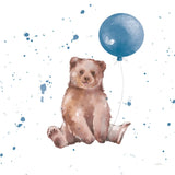 Festive Bear Blue Sq by Katrina Pete. SKU 68783a. Archival Giclee Fine art print for wall decor.