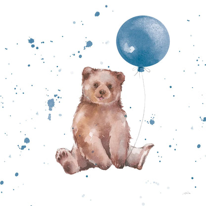Festive Bear Blue Sq by Katrina Pete. SKU 68783a. Archival Giclee Fine art print for wall decor.