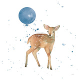 Festive Fawn Blue Sq by Katrina Pete. SKU 68784a. Archival Giclee Fine art print for wall decor.