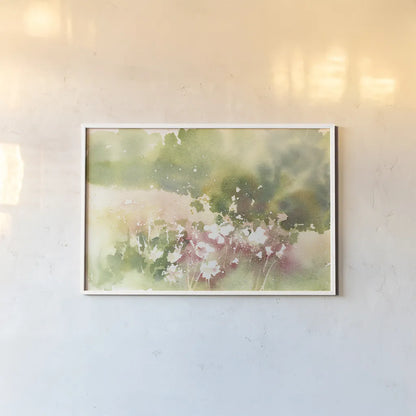 Floral Field by Katrina Pete. shown as a paper print in a white frame. Available as a archival giclee rolled canvas, fine art paper, or poster print. SKU 65972i.