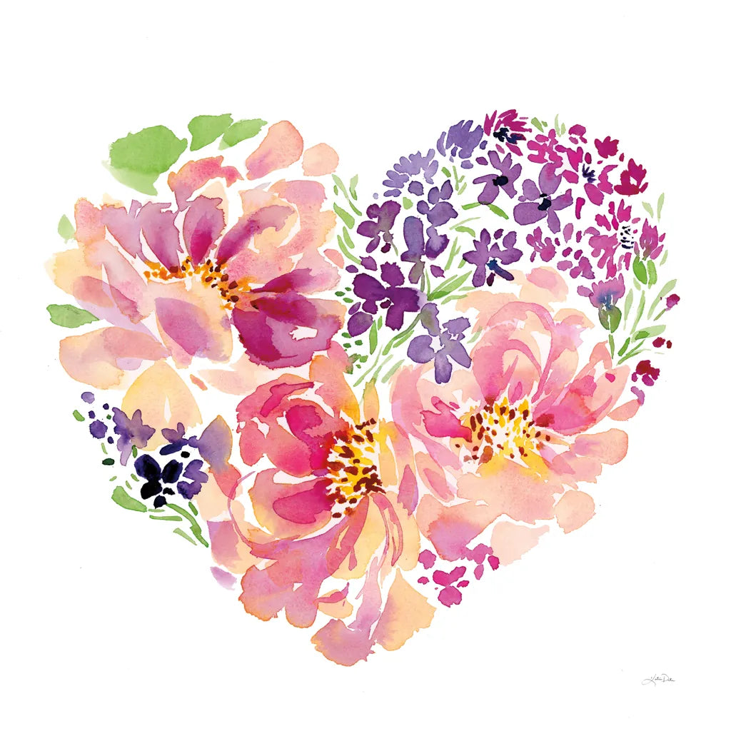 Floral Heart Petals by Katrina Pete. SKU 102528a. Archival Giclee Fine art print for wall decor.