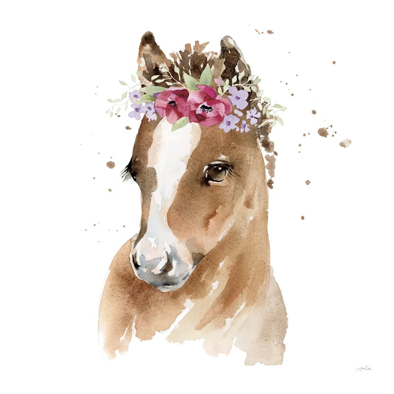 Floral Pony Pink Sq by Katrina Pete. SKU 68844a. Archival Giclee Fine art print for wall decor.